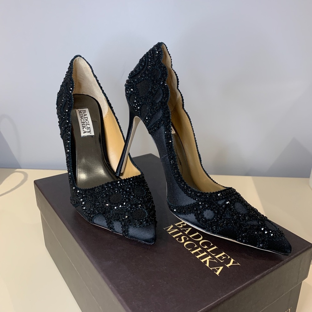 Badgley Mischka Black Embellished Heels